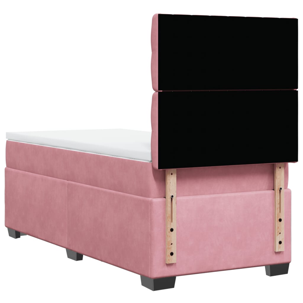 Boxspring met matras fluweel roze 90x190 cm is nu te koop bij PeponiXL, paradijselijk wonen!