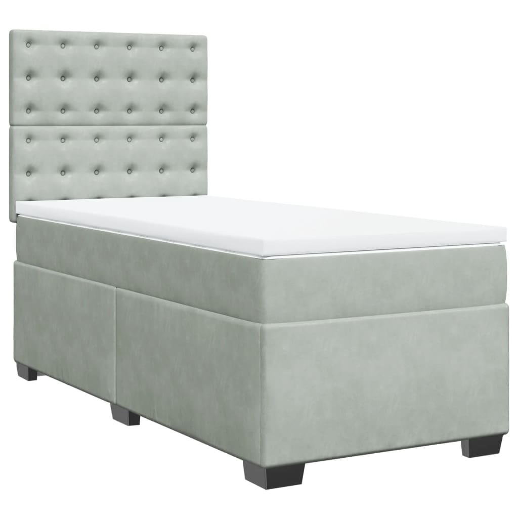Boxspring met matras fluweel lichtgrijs 90x190 cm is nu te koop bij PeponiXL, paradijselijk wonen!