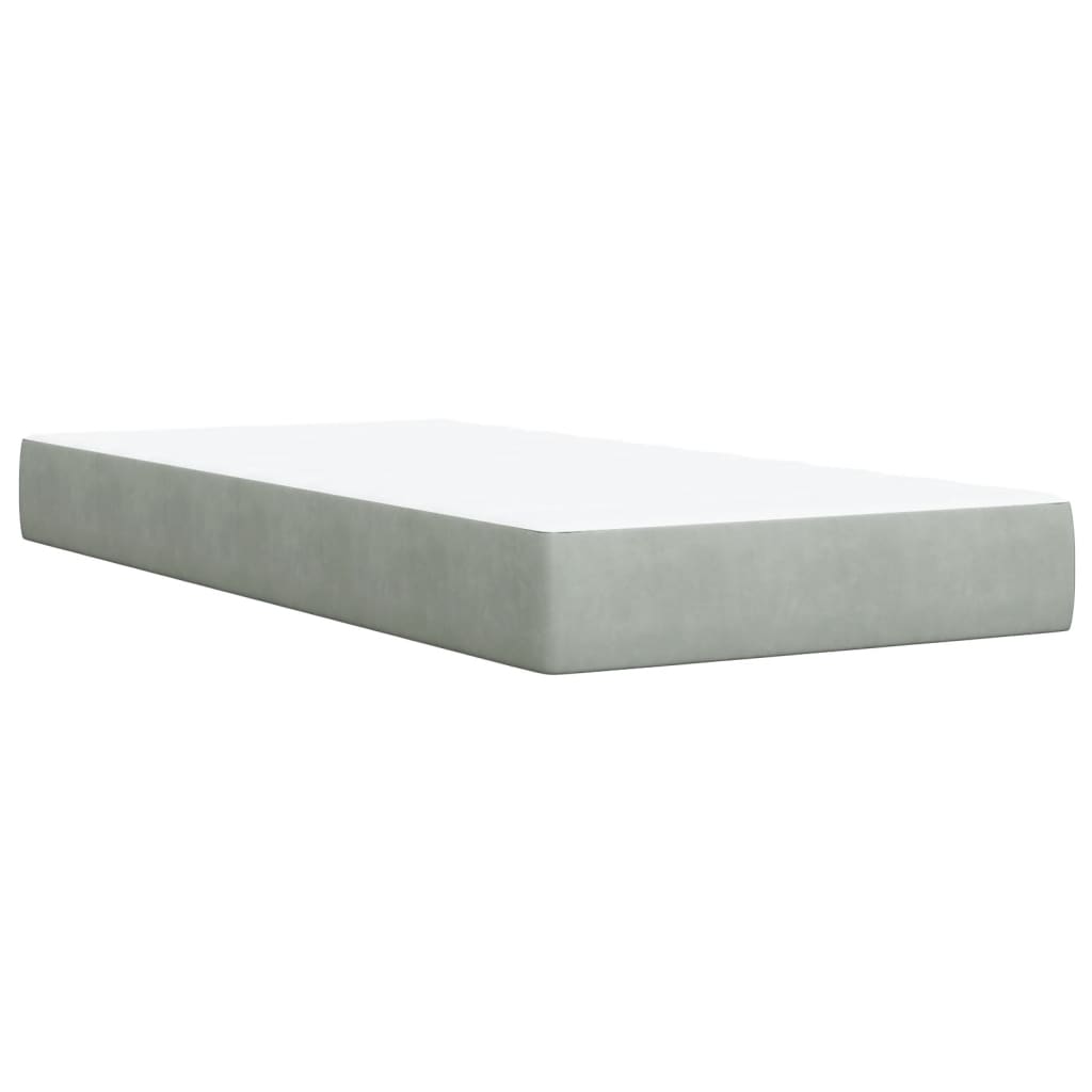 Boxspring met matras fluweel lichtgrijs 90x190 cm is nu te koop bij PeponiXL, paradijselijk wonen!