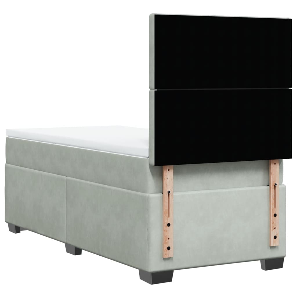 Boxspring met matras fluweel lichtgrijs 90x190 cm is nu te koop bij PeponiXL, paradijselijk wonen!