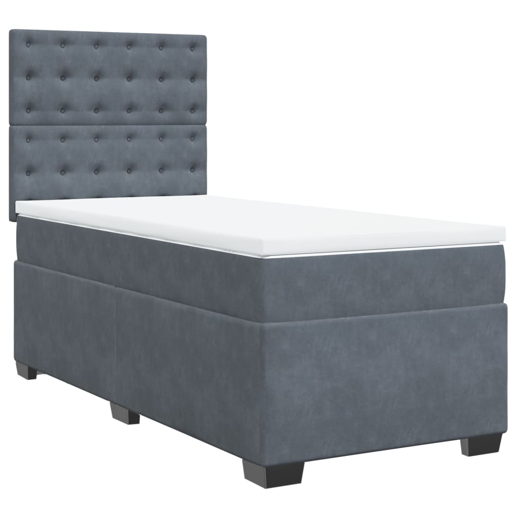 Boxspring met matras fluweel donkergrijs 90x190 cm is nu te koop bij PeponiXL, paradijselijk wonen!