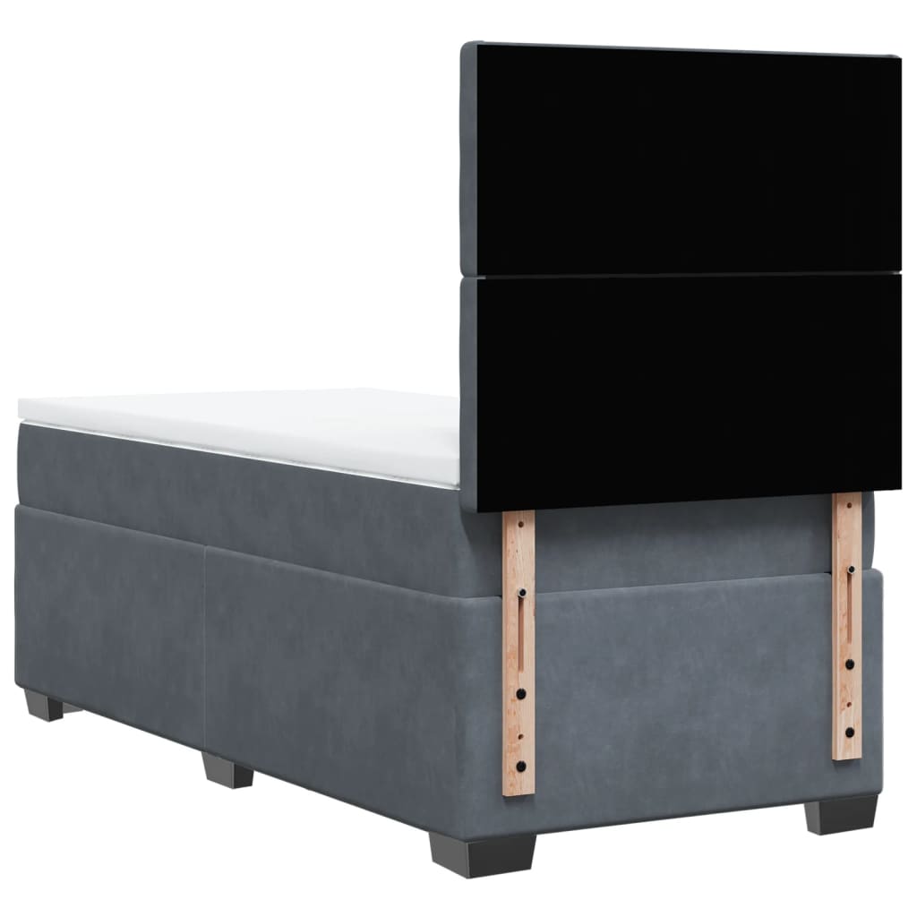 Boxspring met matras fluweel donkergrijs 90x190 cm is nu te koop bij PeponiXL, paradijselijk wonen!