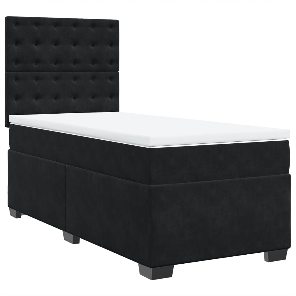 Boxspring met matras fluweel zwart 90x190 cm is nu te koop bij PeponiXL, paradijselijk wonen!