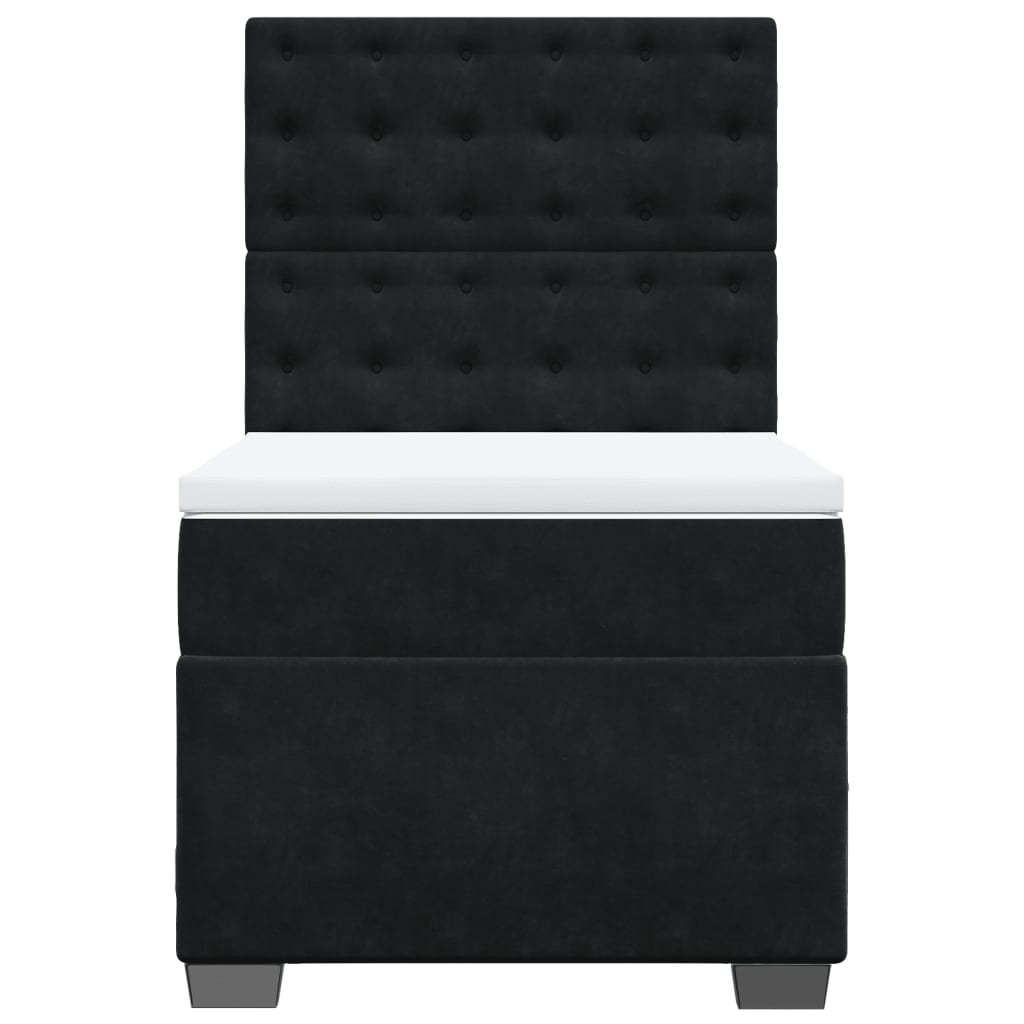 Boxspring met matras fluweel zwart 90x190 cm is nu te koop bij PeponiXL, paradijselijk wonen!