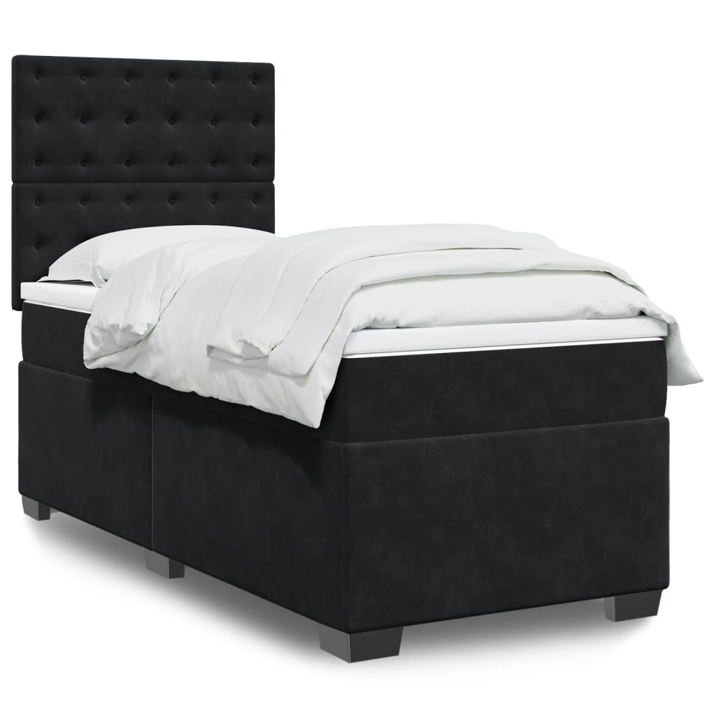 Boxspring met matras fluweel zwart 90x190 cm is nu te koop bij PeponiXL, paradijselijk wonen!