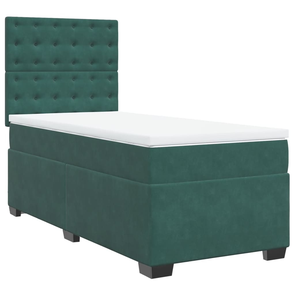 Boxspring met matras fluweel donkergroen 90x190 cm is nu te koop bij PeponiXL, paradijselijk wonen!