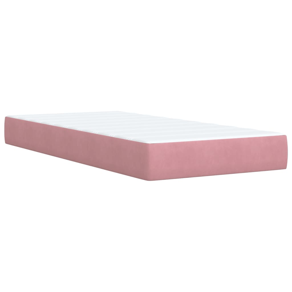 Boxspring met matras fluweel roze 90x190 cm is nu te koop bij PeponiXL, paradijselijk wonen!