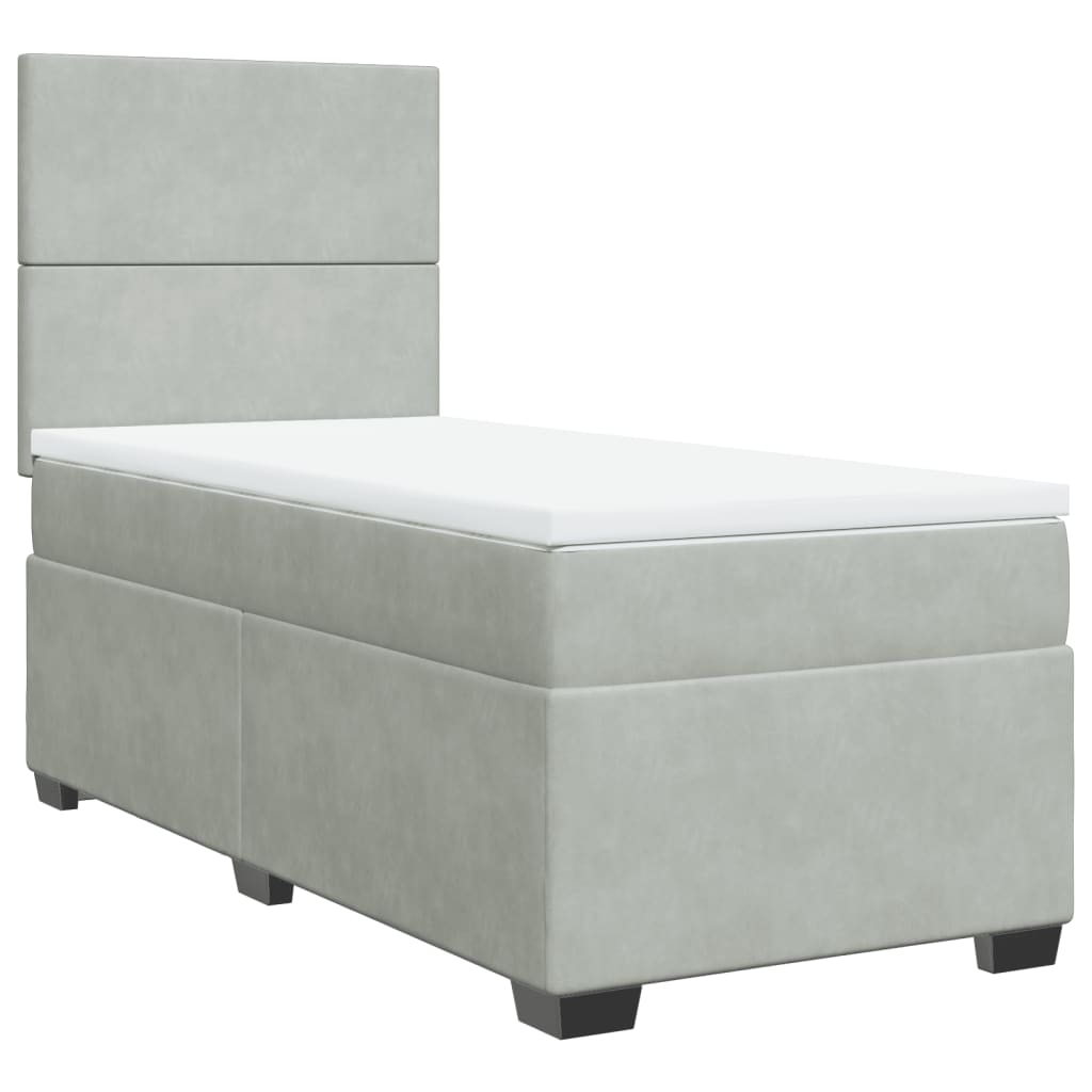 Boxspring met matras fluweel lichtgrijs 90x200 cm is nu te koop bij PeponiXL, paradijselijk wonen!
