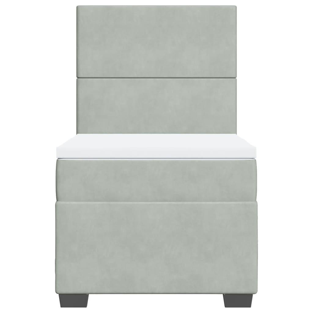 Boxspring met matras fluweel lichtgrijs 90x200 cm is nu te koop bij PeponiXL, paradijselijk wonen!