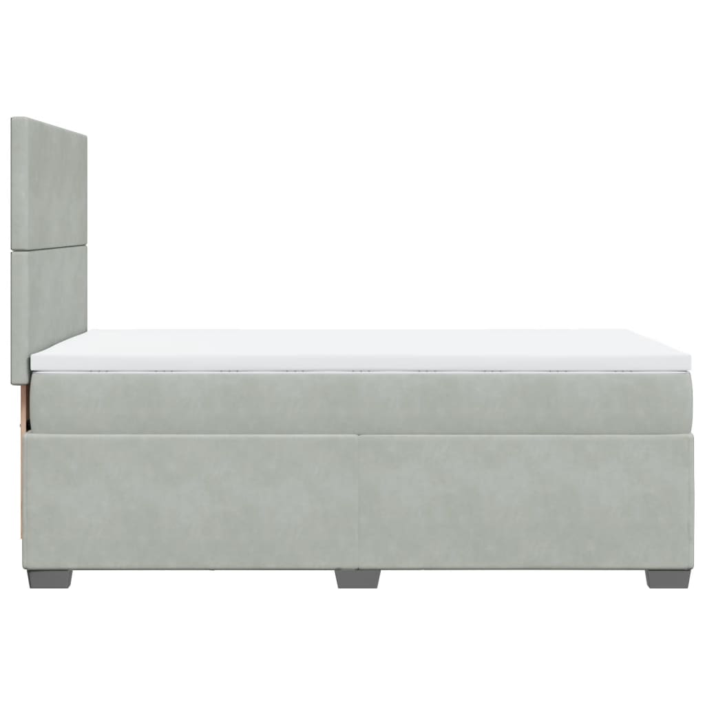 Boxspring met matras fluweel lichtgrijs 90x200 cm is nu te koop bij PeponiXL, paradijselijk wonen!