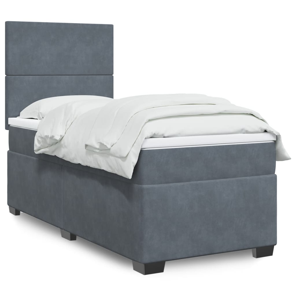 Boxspring met matras fluweel donkergrijs 90x200 cm is nu te koop bij PeponiXL, paradijselijk wonen!