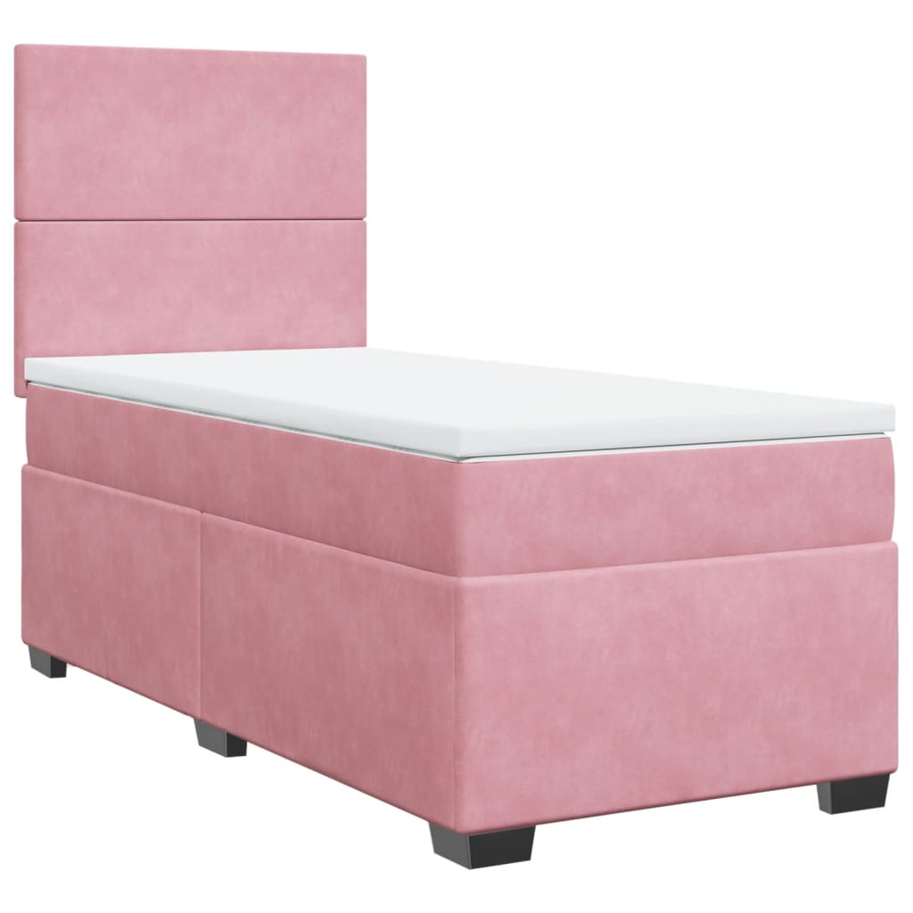 Boxspring met matras fluweel roze 90x200 cm is nu te koop bij PeponiXL, paradijselijk wonen!