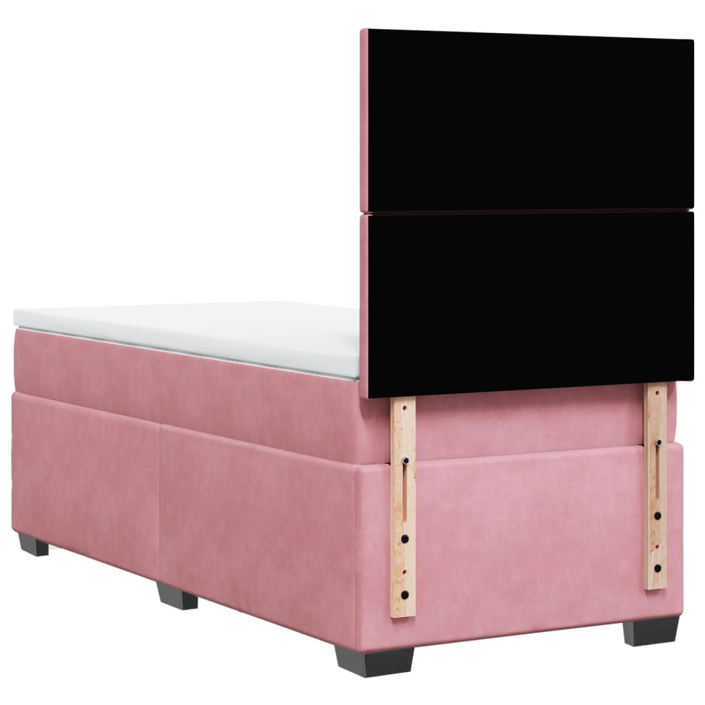 Boxspring met matras fluweel roze 90x200 cm is nu te koop bij PeponiXL, paradijselijk wonen!