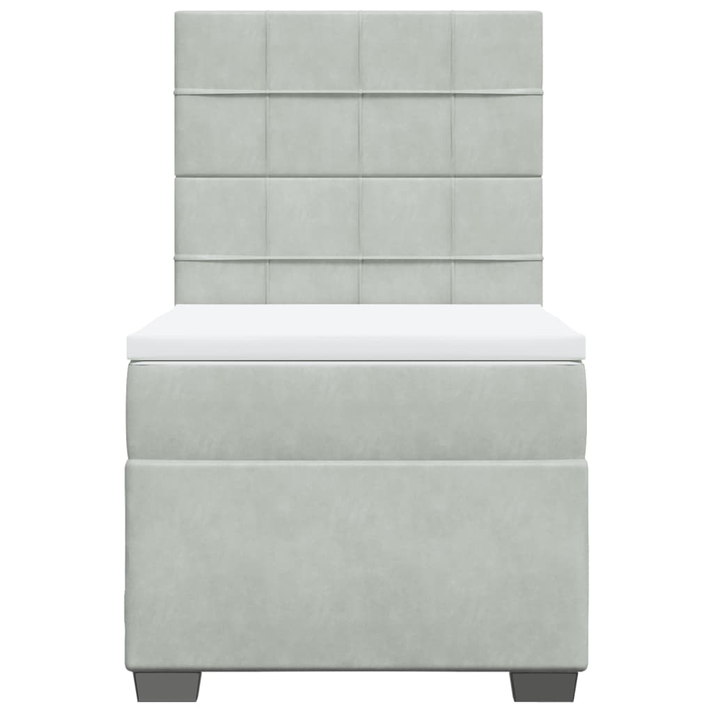 Boxspring met matras fluweel lichtgrijs 90x200 cm is nu te koop bij PeponiXL, paradijselijk wonen!