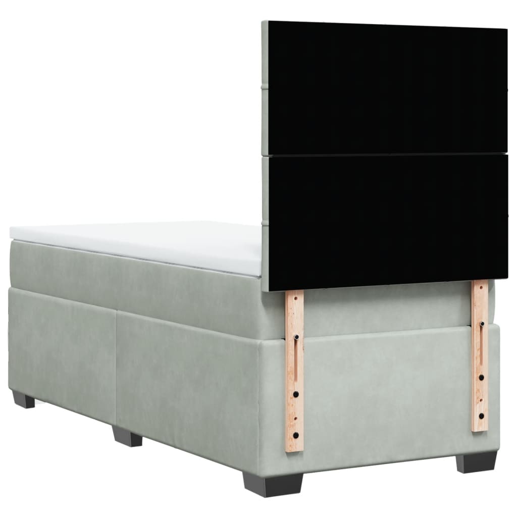 Boxspring met matras fluweel lichtgrijs 90x200 cm is nu te koop bij PeponiXL, paradijselijk wonen!