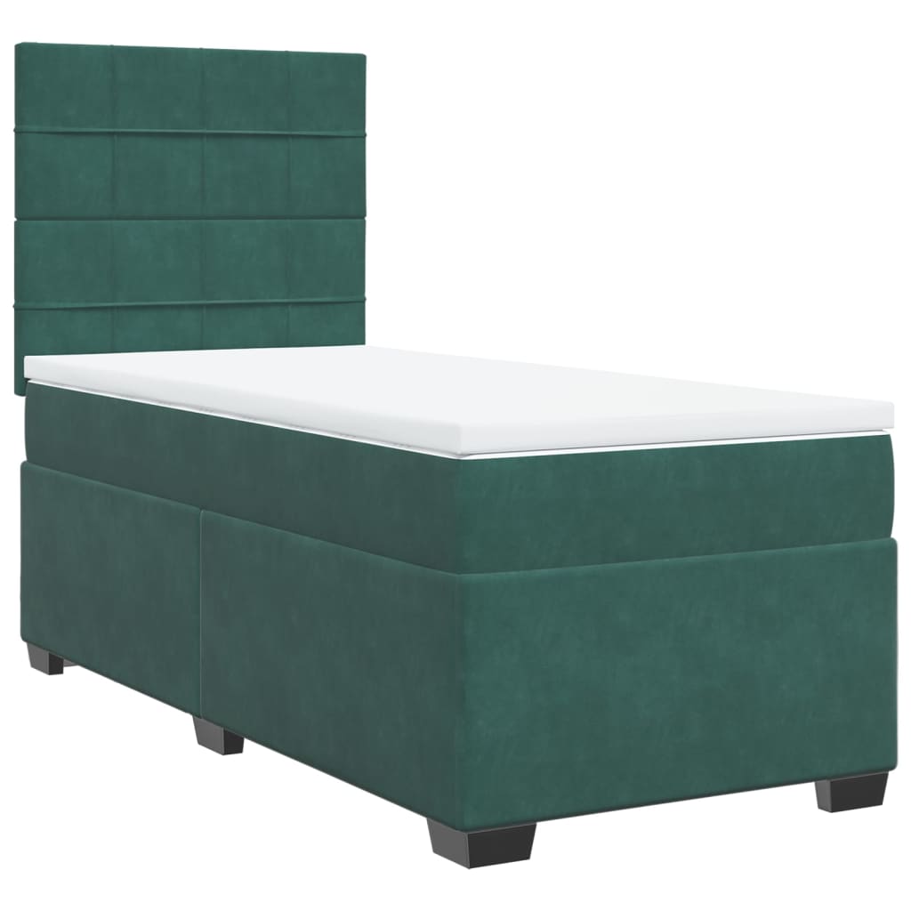 Boxspring met matras fluweel donkergroen 90x200 cm is nu te koop bij PeponiXL, paradijselijk wonen!