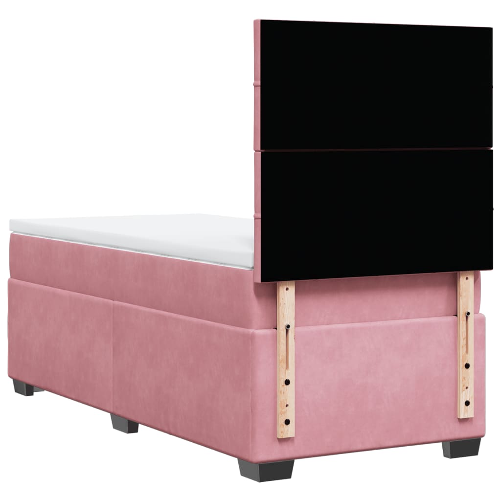 Boxspring met matras fluweel roze 90x200 cm is nu te koop bij PeponiXL, paradijselijk wonen!
