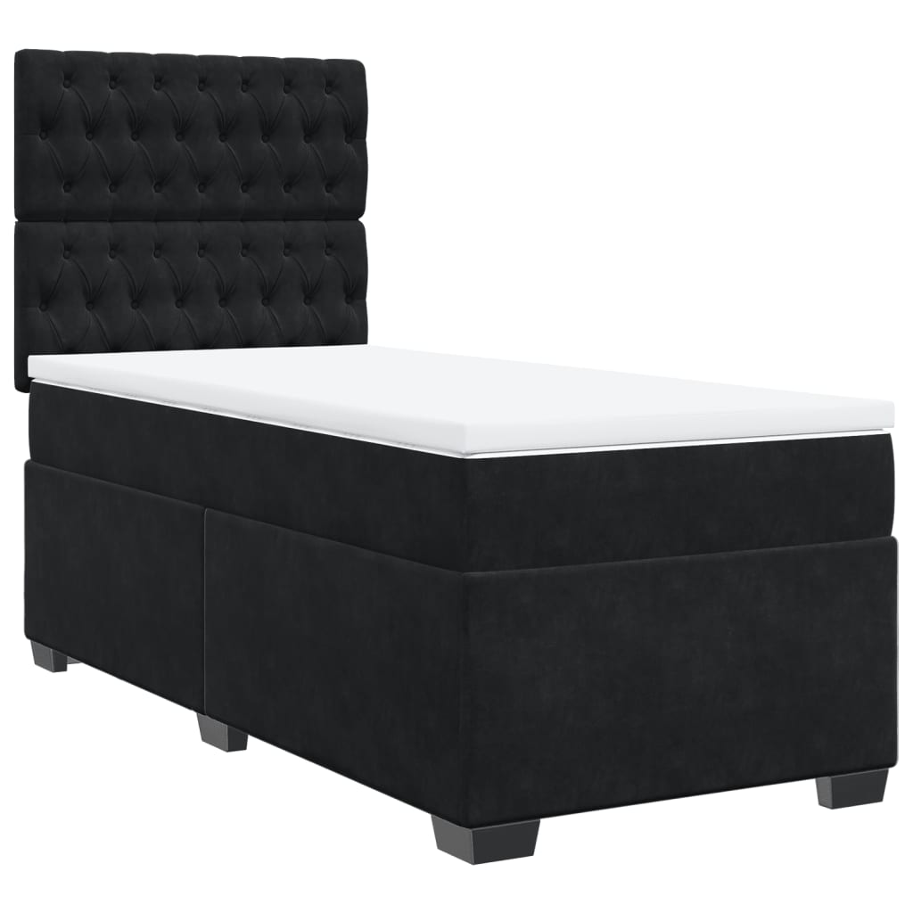 Boxspring met matras fluweel zwart 90x200 cm is nu te koop bij PeponiXL, paradijselijk wonen!