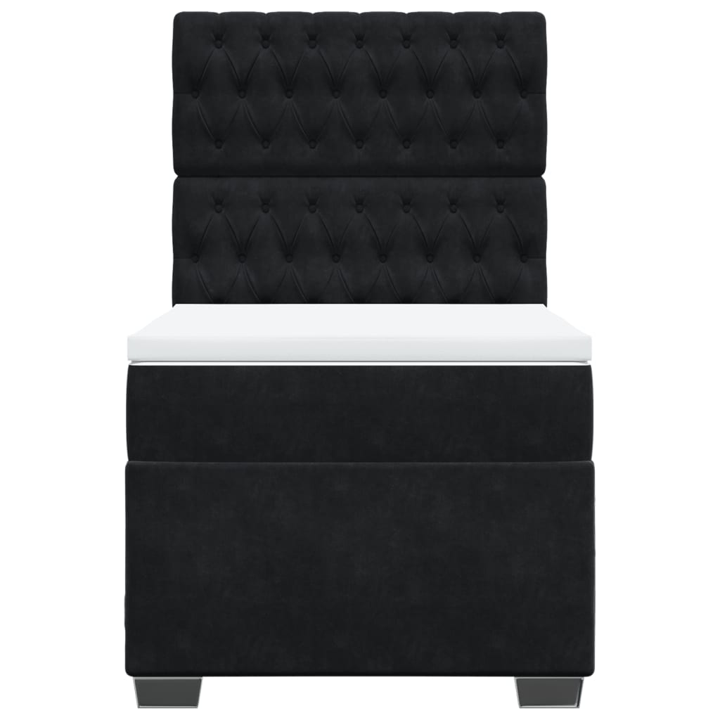 Boxspring met matras fluweel zwart 90x200 cm is nu te koop bij PeponiXL, paradijselijk wonen!