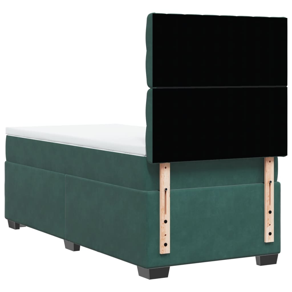 Boxspring met matras fluweel donkergroen 90x200 cm is nu te koop bij PeponiXL, paradijselijk wonen!