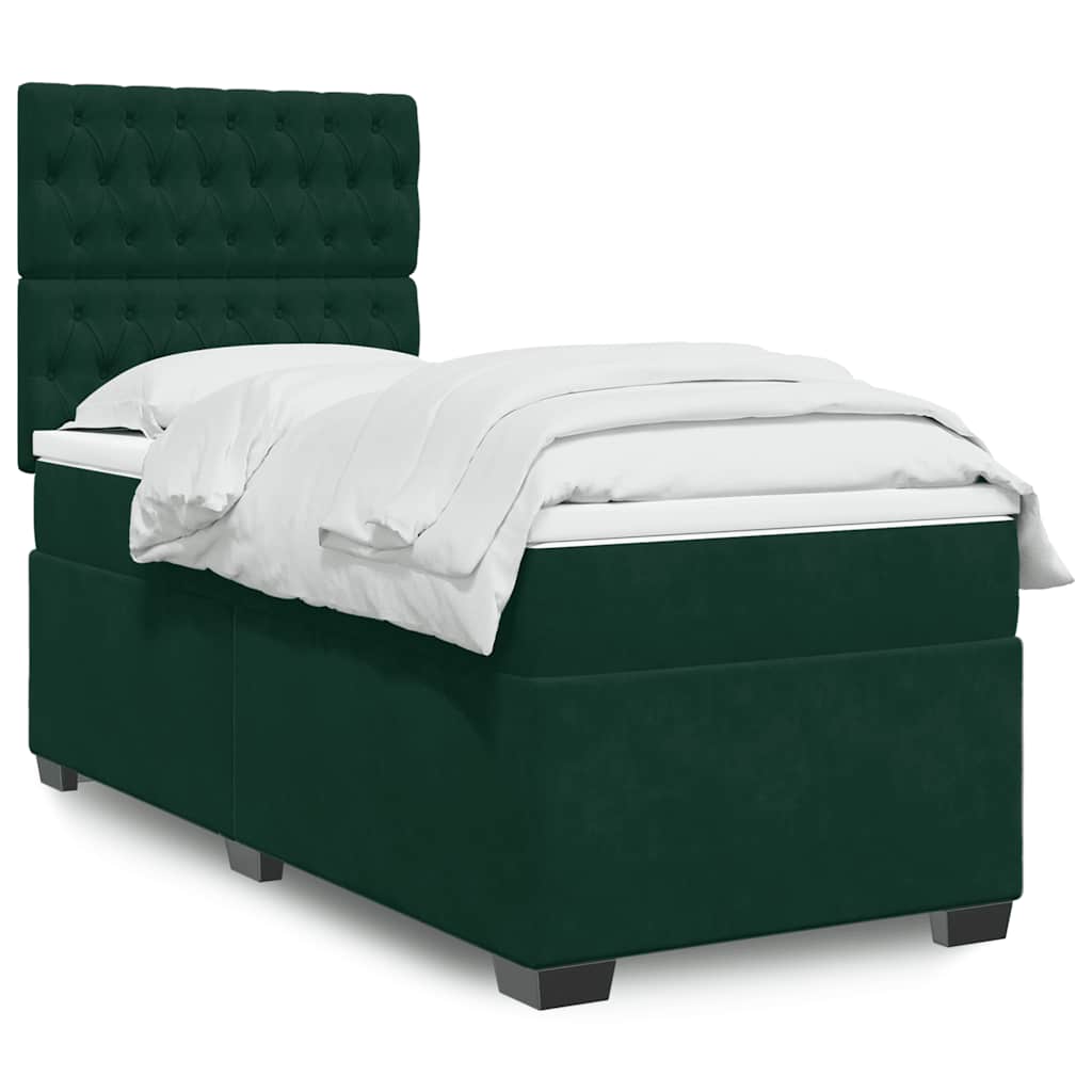 Boxspring met matras fluweel donkergroen 90x200 cm is nu te koop bij PeponiXL, paradijselijk wonen!