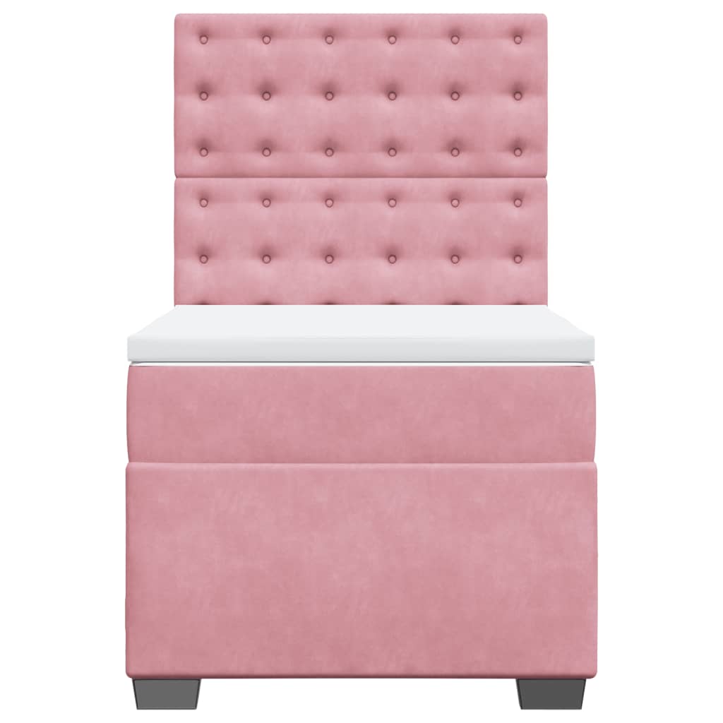 Boxspring met matras fluweel roze 90x200 cm is nu te koop bij PeponiXL, paradijselijk wonen!