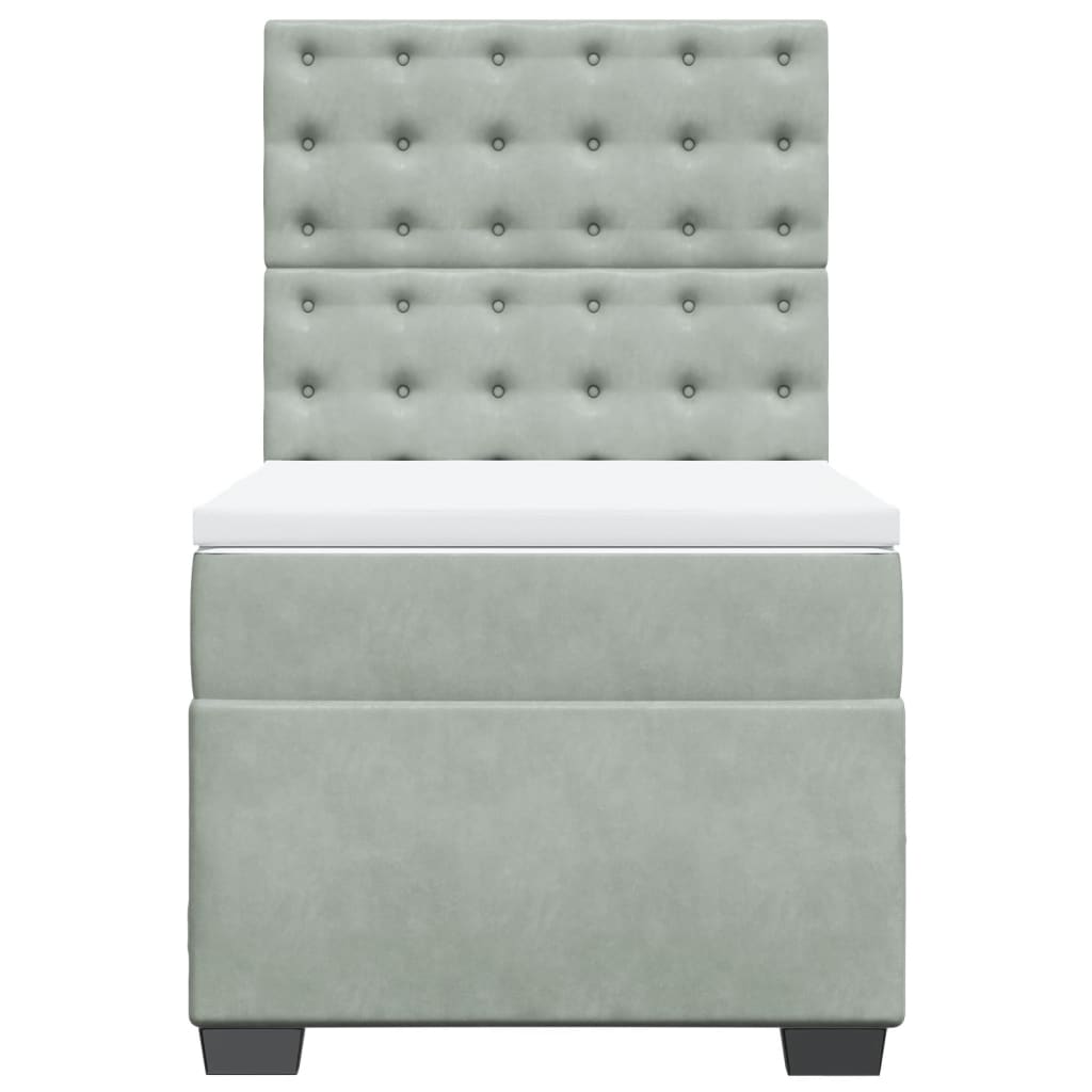 Boxspring met matras fluweel lichtgrijs 90x200 cm is nu te koop bij PeponiXL, paradijselijk wonen!