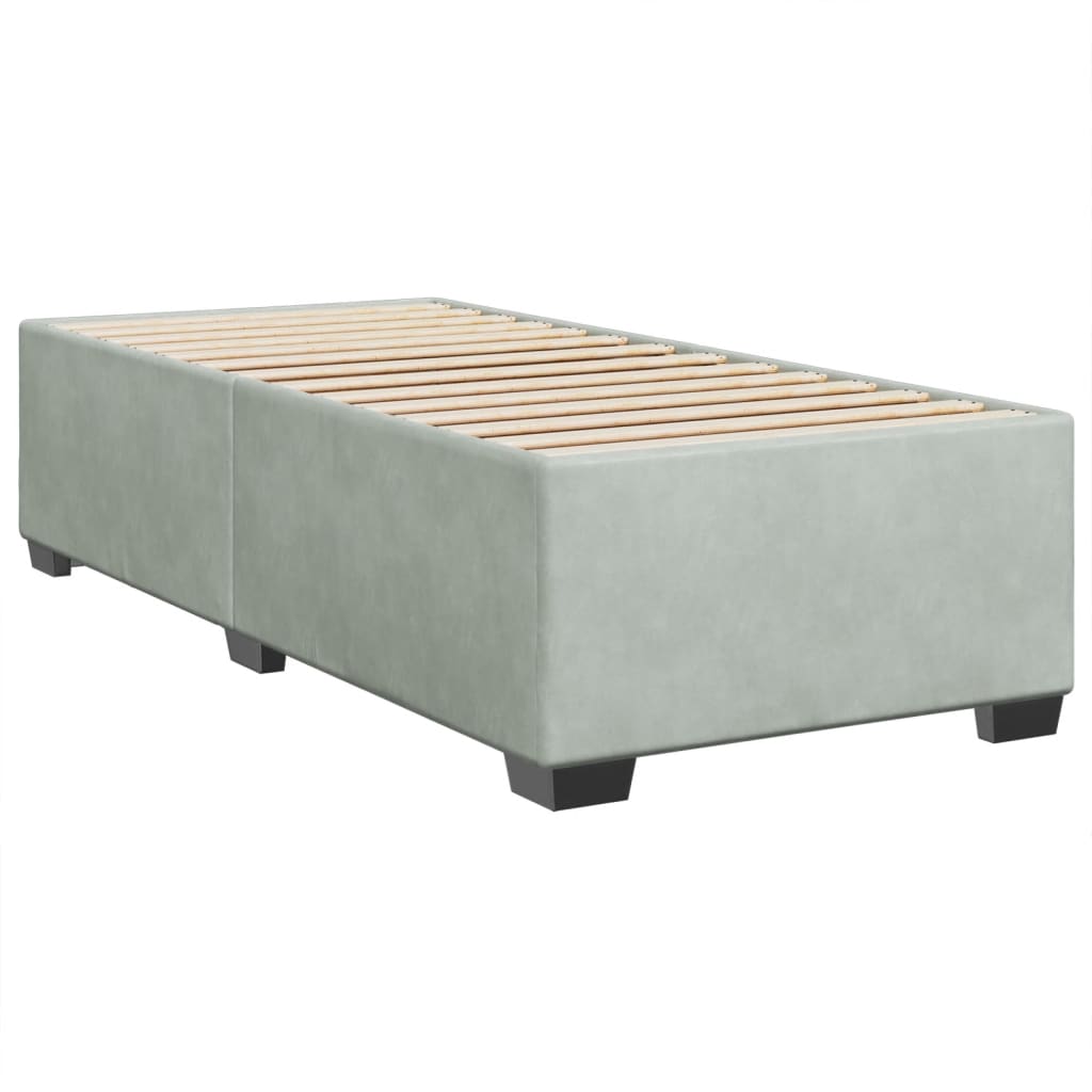 Boxspring met matras fluweel lichtgrijs 90x200 cm is nu te koop bij PeponiXL, paradijselijk wonen!