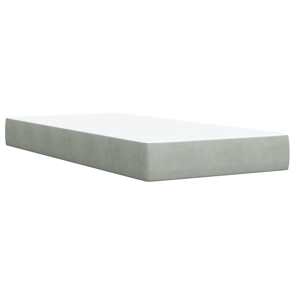 Boxspring met matras fluweel lichtgrijs 90x200 cm is nu te koop bij PeponiXL, paradijselijk wonen!