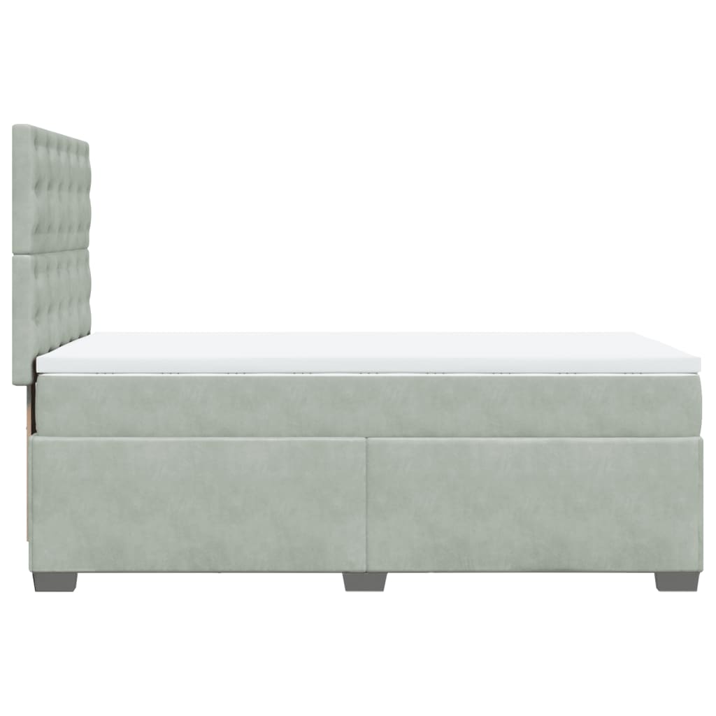Boxspring met matras fluweel lichtgrijs 90x200 cm is nu te koop bij PeponiXL, paradijselijk wonen!