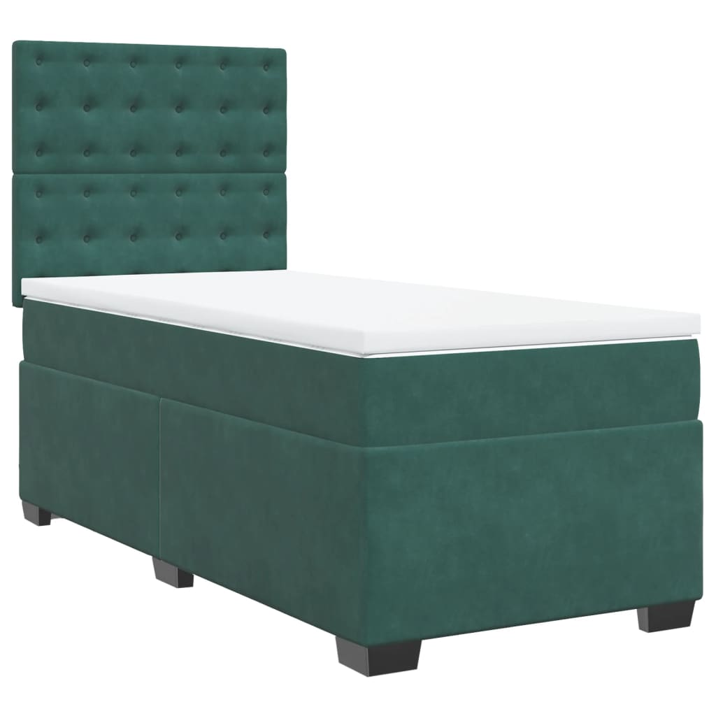 Boxspring met matras fluweel donkergroen 90x200 cm is nu te koop bij PeponiXL, paradijselijk wonen!