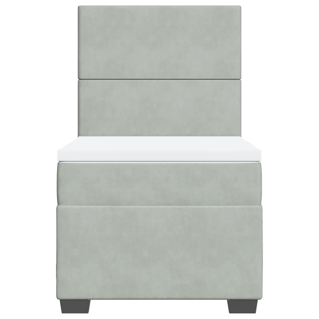 Boxspring met matras fluweel lichtgrijs 100x200 cm is nu te koop bij PeponiXL, paradijselijk wonen!