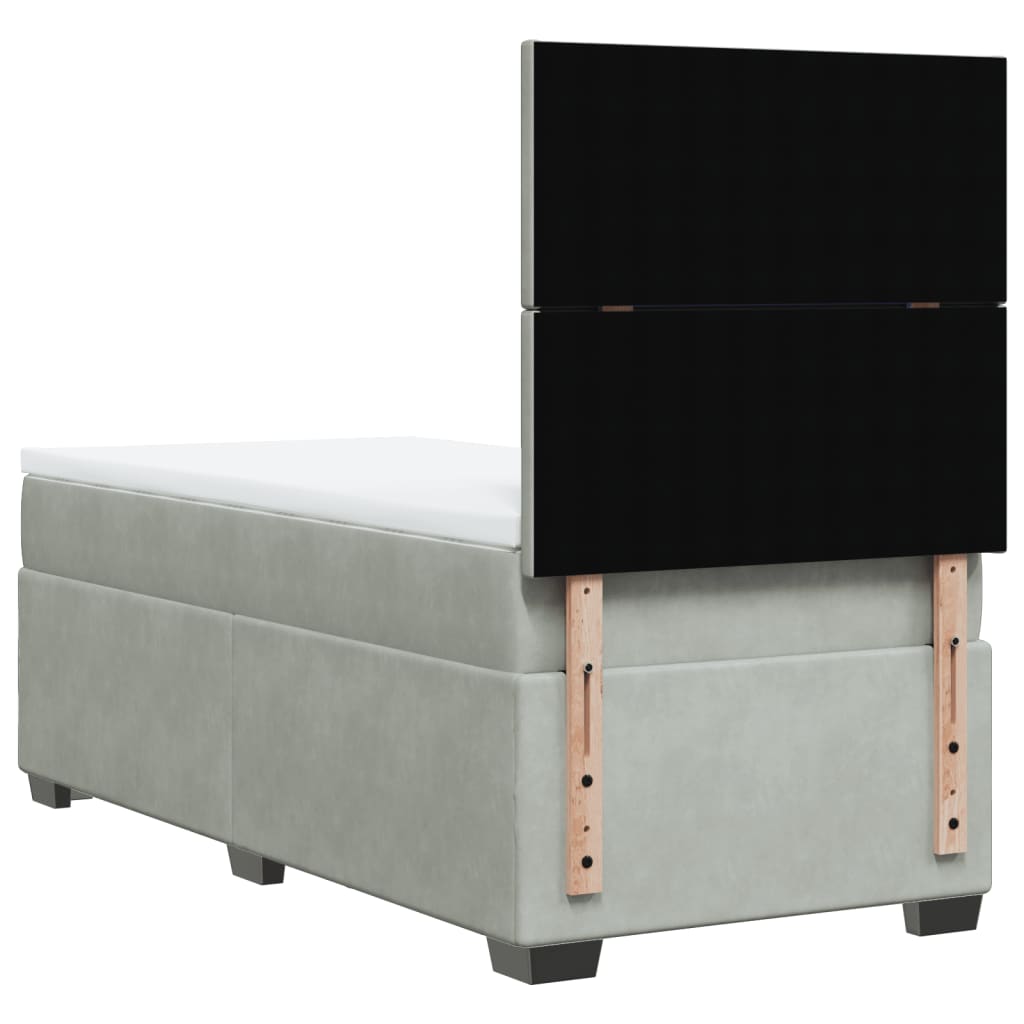 Boxspring met matras fluweel lichtgrijs 100x200 cm is nu te koop bij PeponiXL, paradijselijk wonen!