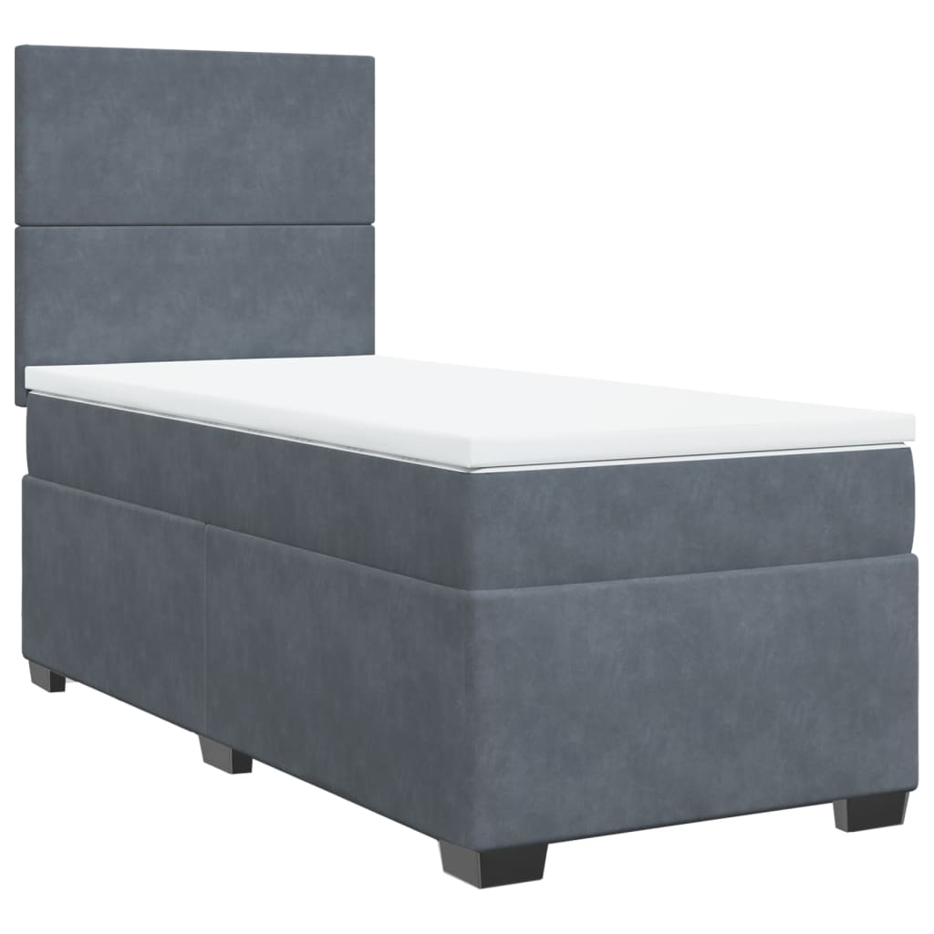Boxspring met matras fluweel donkergrijs 100x200 cm is nu te koop bij PeponiXL, paradijselijk wonen!