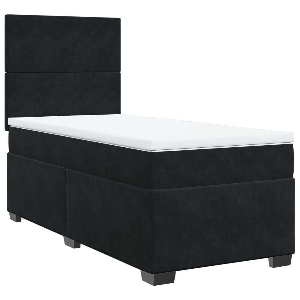 Boxspring met matras fluweel zwart 100x200 cm is nu te koop bij PeponiXL, paradijselijk wonen!