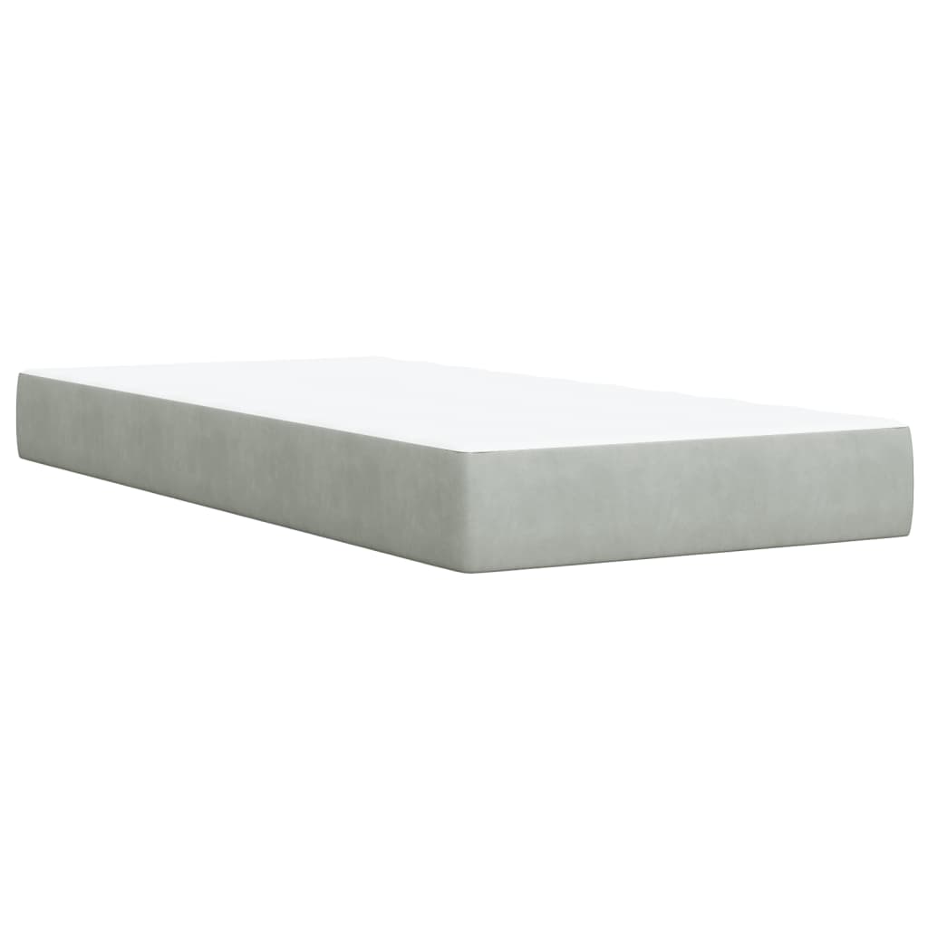 Boxspring met matras fluweel lichtgrijs 100x200 cm is nu te koop bij PeponiXL, paradijselijk wonen!