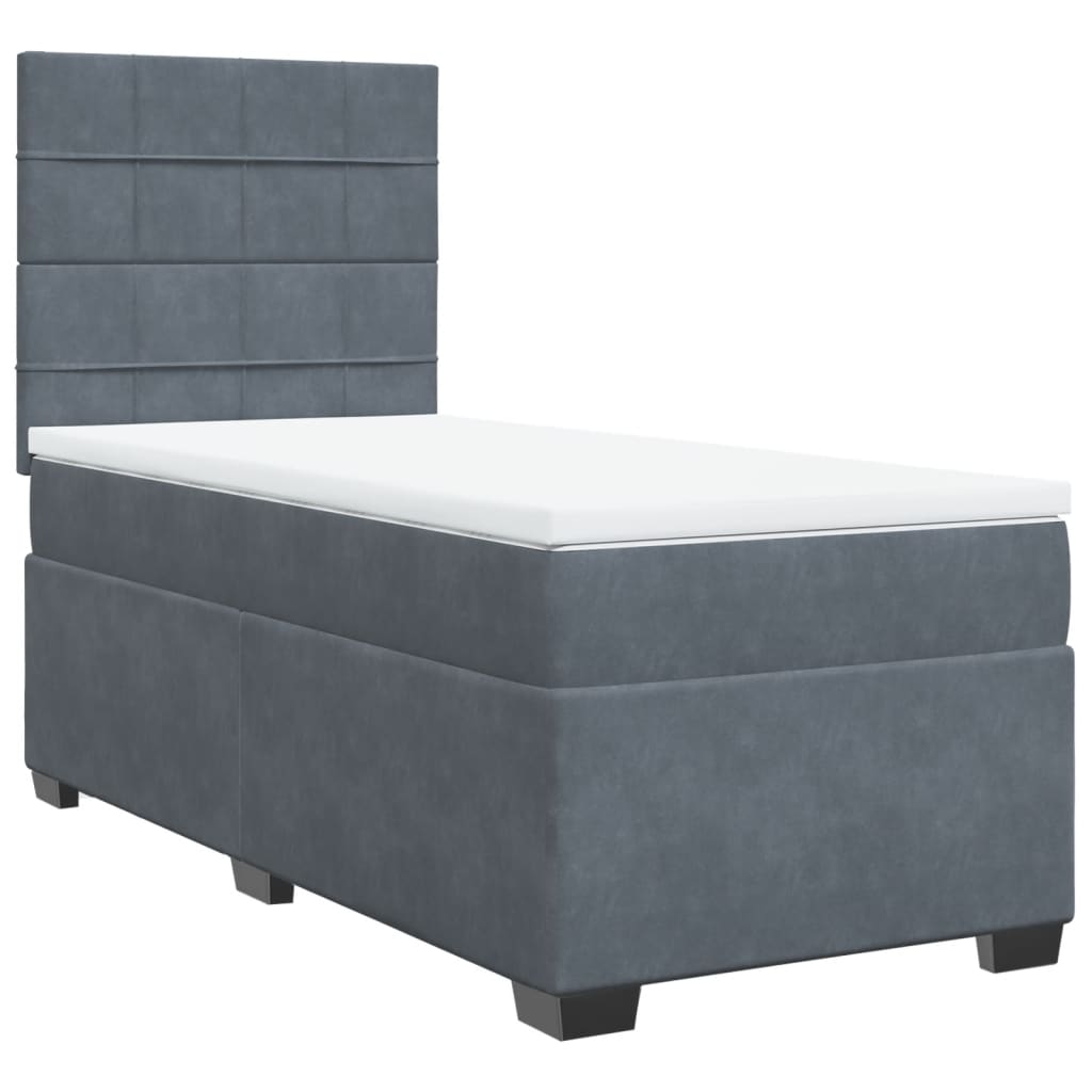 Boxspring met matras fluweel donkergrijs 100x200 cm is nu te koop bij PeponiXL, paradijselijk wonen!