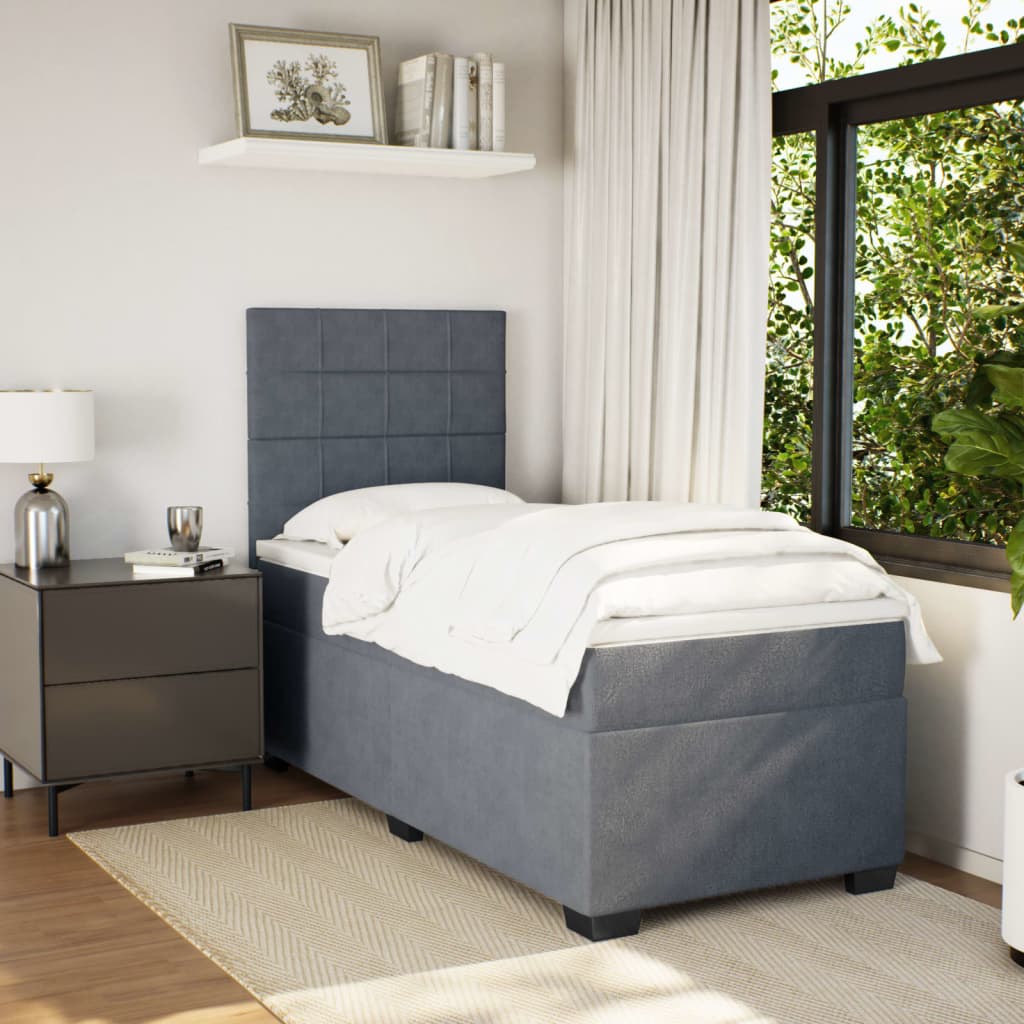 Boxspring met matras fluweel donkergrijs 100x200 cm is nu te koop bij PeponiXL, paradijselijk wonen!