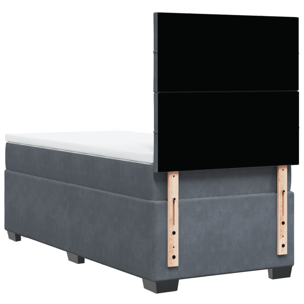 Boxspring met matras fluweel donkergrijs 100x200 cm is nu te koop bij PeponiXL, paradijselijk wonen!