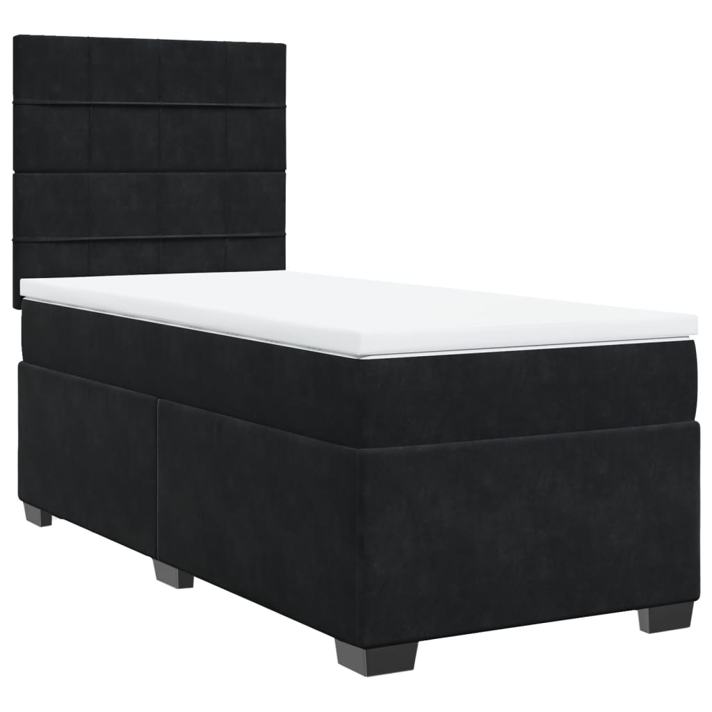 Boxspring met matras fluweel zwart 100x200 cm is nu te koop bij PeponiXL, paradijselijk wonen!