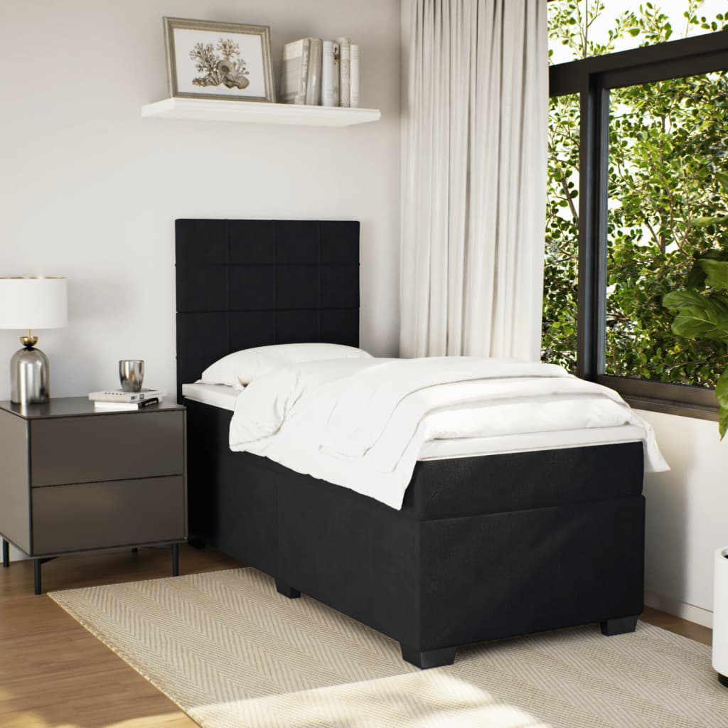 Boxspring met matras fluweel zwart 100x200 cm is nu te koop bij PeponiXL, paradijselijk wonen!