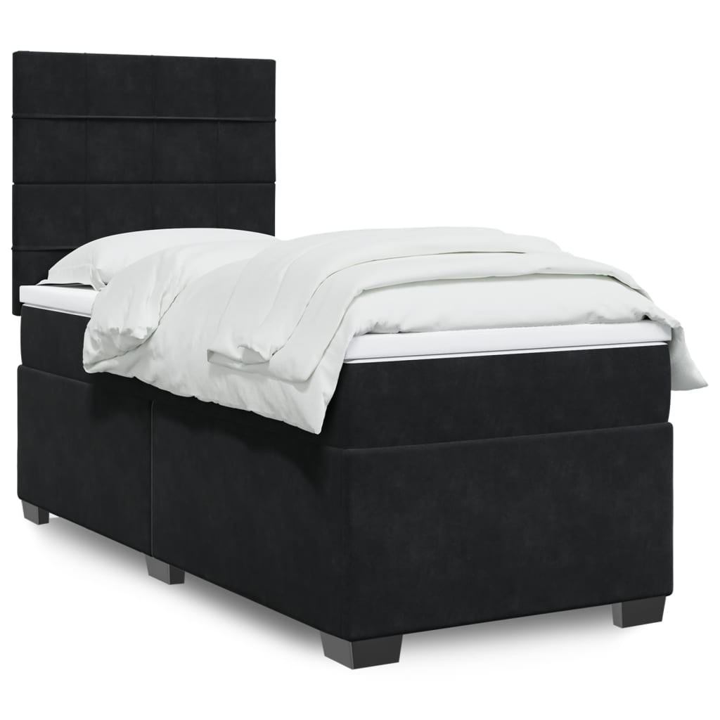 Boxspring met matras fluweel zwart 100x200 cm is nu te koop bij PeponiXL, paradijselijk wonen!