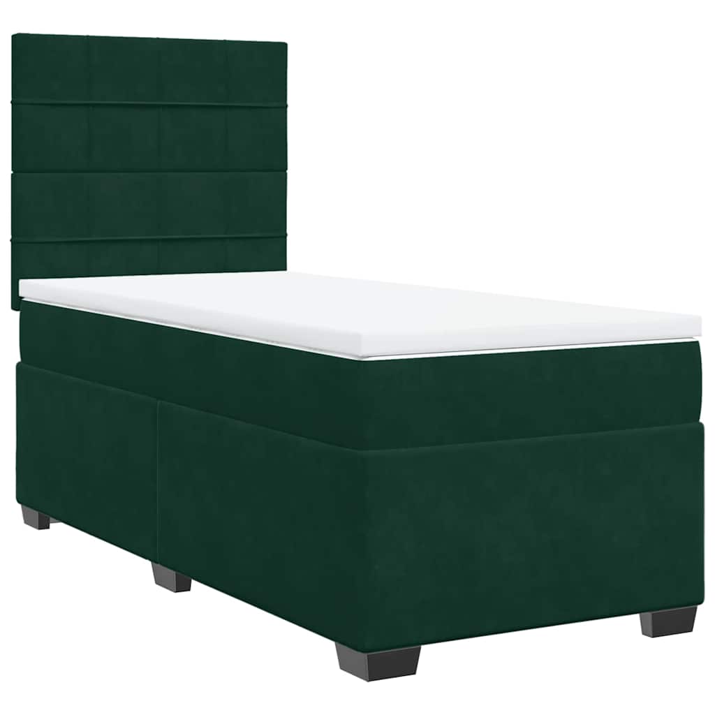 Boxspring met matras fluweel donkergroen 100x200 cm is nu te koop bij PeponiXL, paradijselijk wonen!