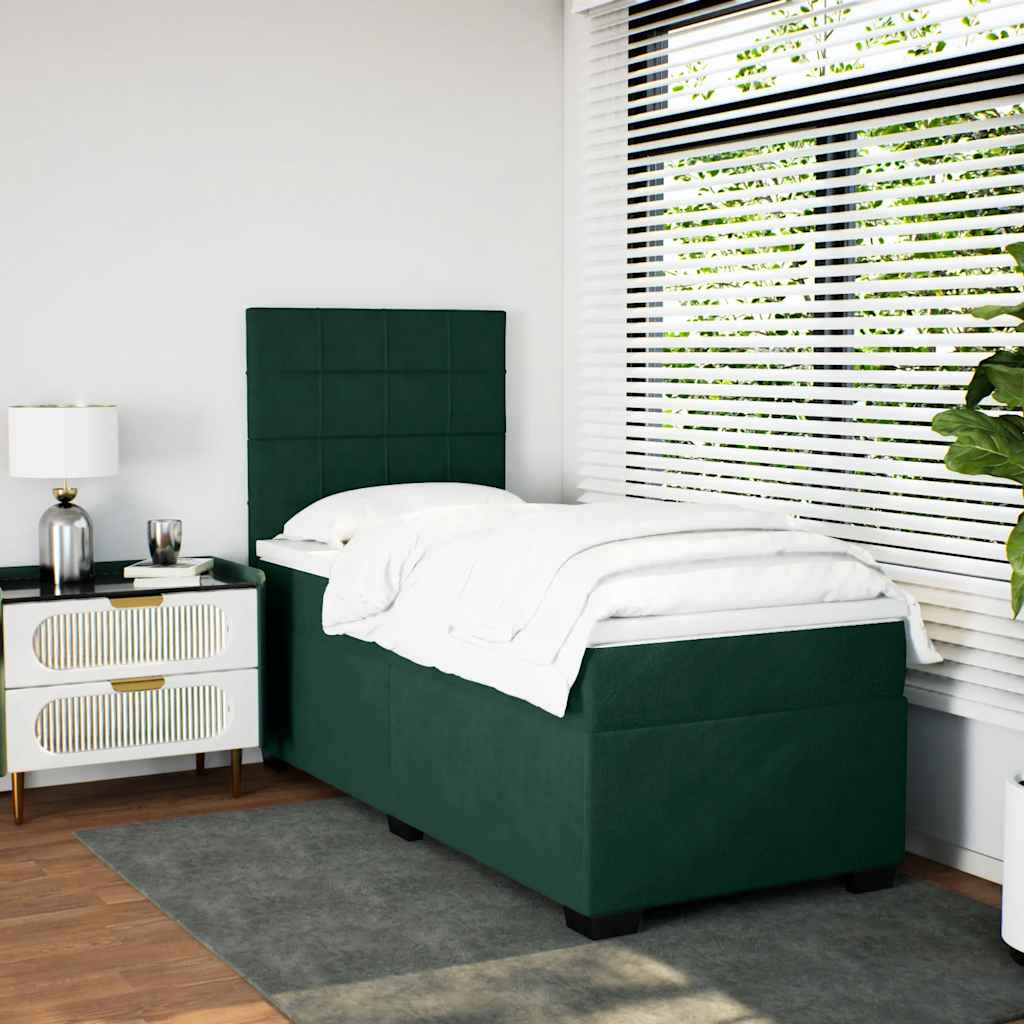 Boxspring met matras fluweel donkergroen 100x200 cm is nu te koop bij PeponiXL, paradijselijk wonen!