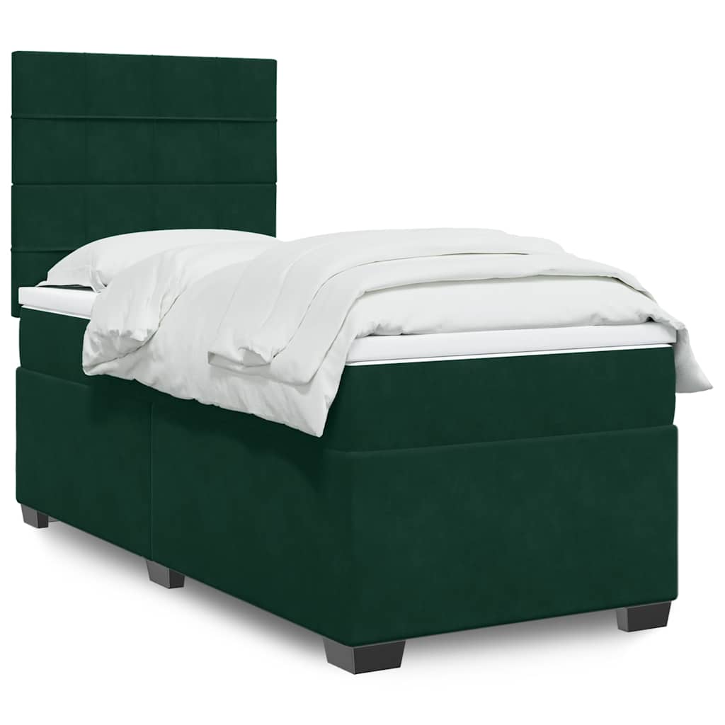 Boxspring met matras fluweel donkergroen 100x200 cm is nu te koop bij PeponiXL, paradijselijk wonen!