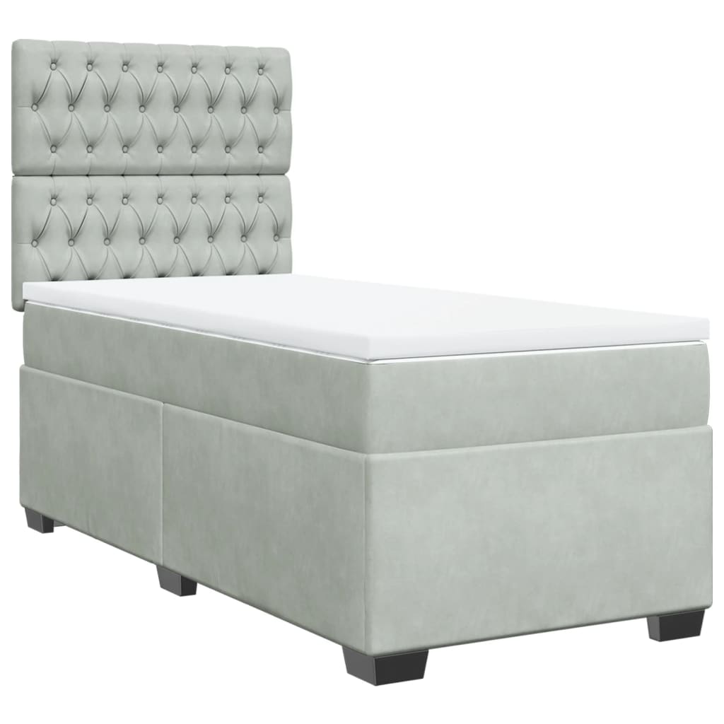 Boxspring met matras fluweel lichtgrijs 100x200 cm is nu te koop bij PeponiXL, paradijselijk wonen!