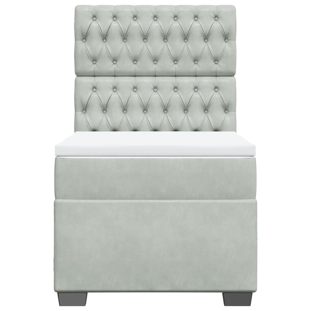 Boxspring met matras fluweel lichtgrijs 100x200 cm is nu te koop bij PeponiXL, paradijselijk wonen!