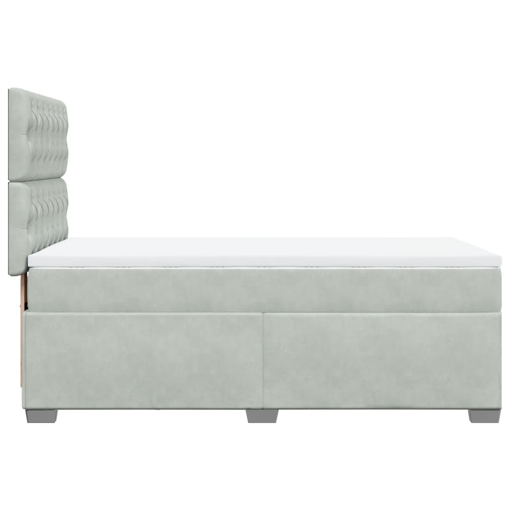 Boxspring met matras fluweel lichtgrijs 100x200 cm is nu te koop bij PeponiXL, paradijselijk wonen!