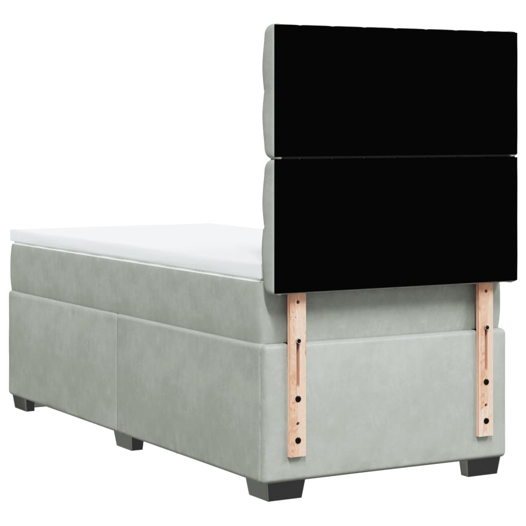 Boxspring met matras fluweel lichtgrijs 100x200 cm is nu te koop bij PeponiXL, paradijselijk wonen!