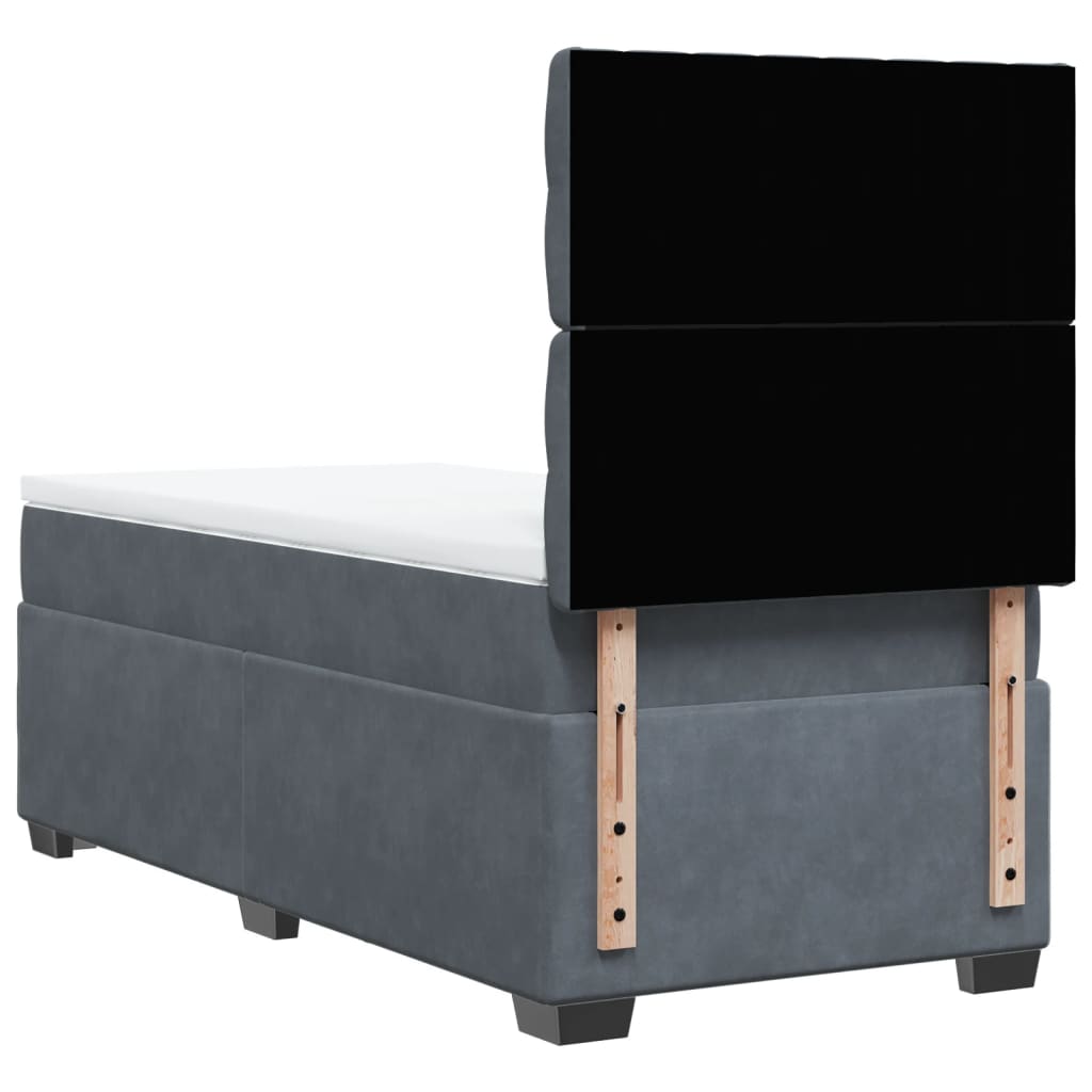 Boxspring met matras fluweel donkergrijs 100x200 cm is nu te koop bij PeponiXL, paradijselijk wonen!